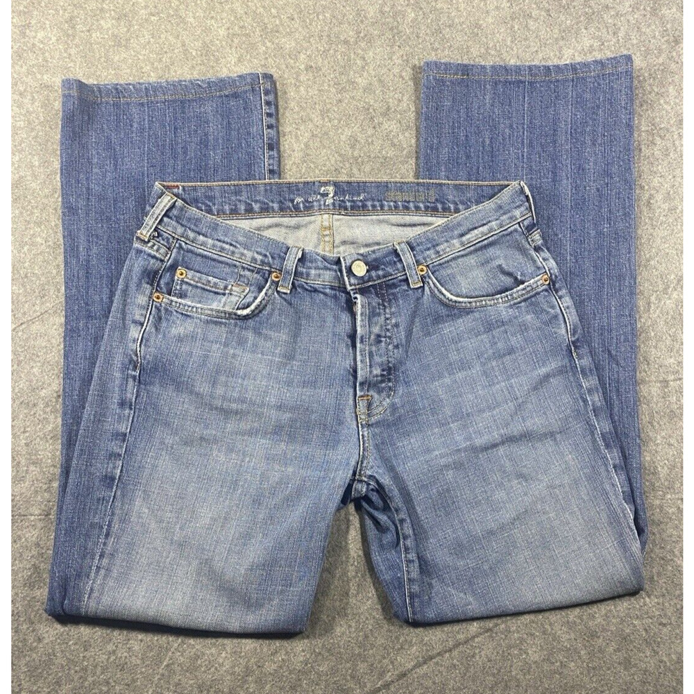 Seven All Man Kind Jeans Womens Size 30 Blue Standard Button Fly Wide Leg Baggy